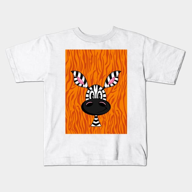 Cute Cartoon Zebra Kids T-Shirt by markmurphycreative